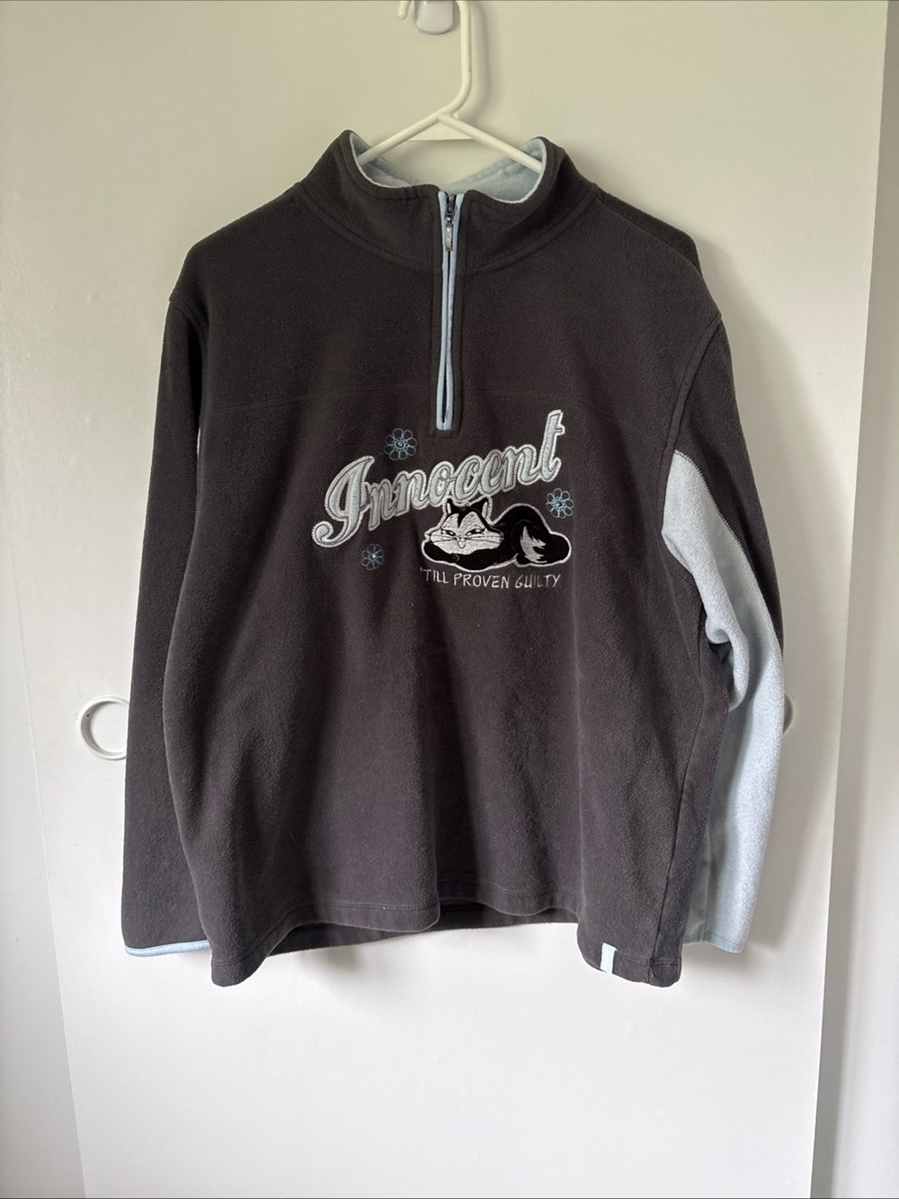 Looney Tunes Innocent Till Proven Guilty Pussyfoot Women’s Large Fleece Pullover